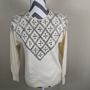Anne Klein NWOT Wool Sequined Sweater SZ Medium